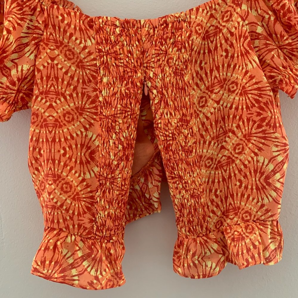 Aqua Lace Up Crop Top Size Small - Picture 6 of 6